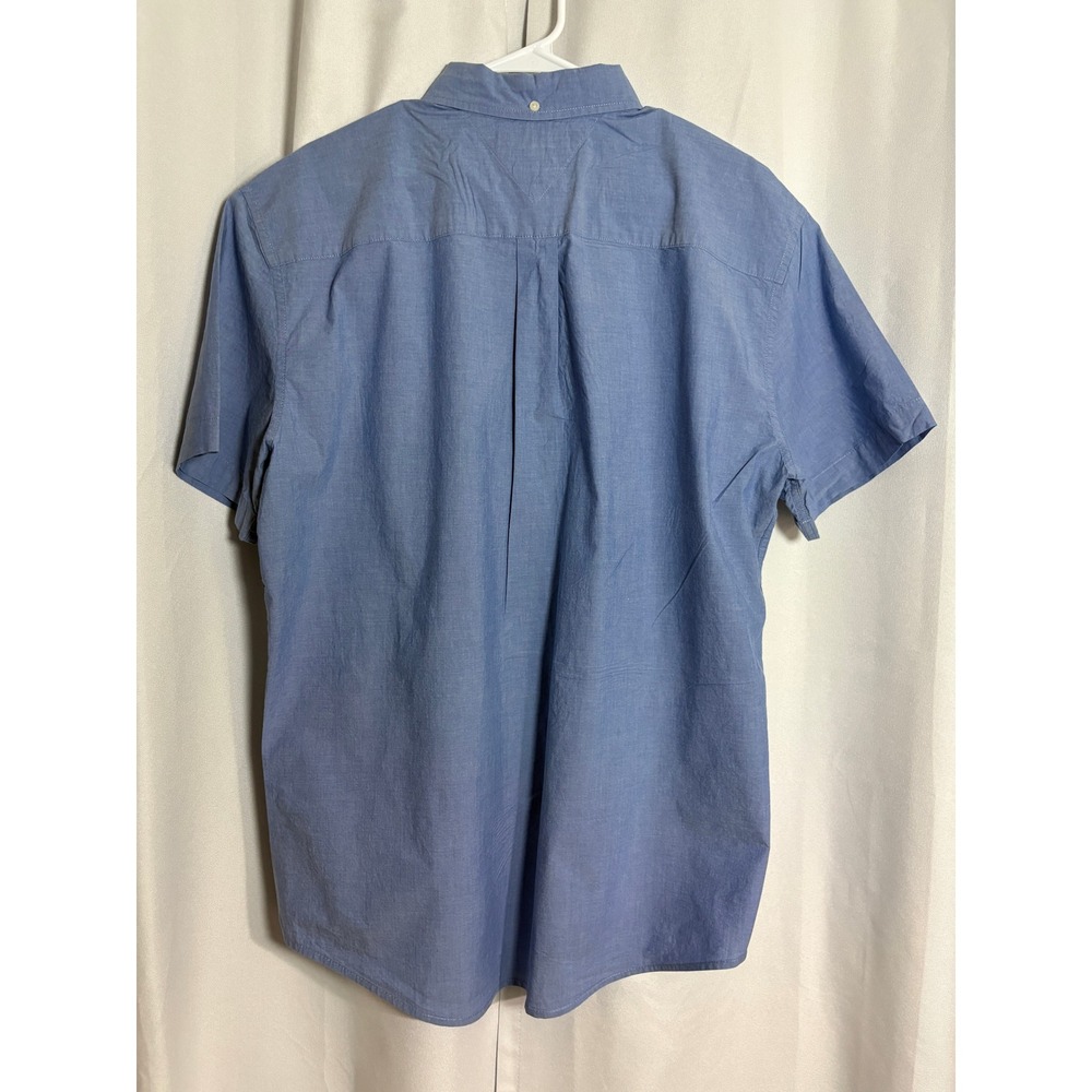 Tommy Hilfiger Mens Classic Fit Short Sleeve Button Down Shirt Blue XL - Picture 2 of 4